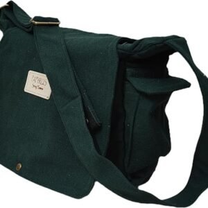 ROUGH CANVAS COTTON MESSENGER BAG/BRASS ZIPPER CLOSURE/HANDMADE/ANTIQUE/VINTAGE/ECO LOVELY/UNISEX/SUSTAINABLE/HIGHLY DURABLE/WASHABLE/NATURAL