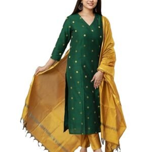 GoSriKi Women's Rayon Viscose Printed Straight Kurta with Pant & Dupatta